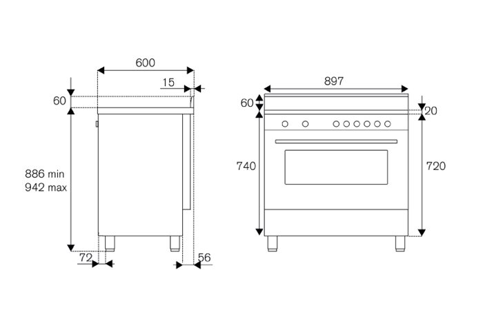 90 cm 6-Branders Elektrische Oven prime line | Bertazzoni