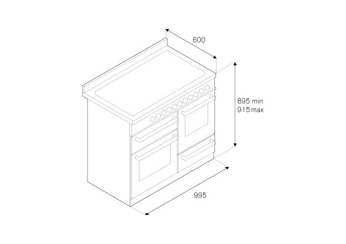 100 cm 6-Branders Elektrische Triple Oven