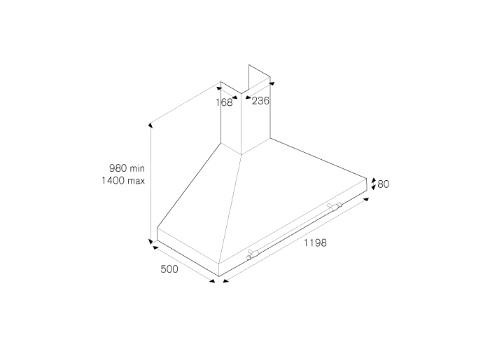 120 cm Wandmodel met 1 motor