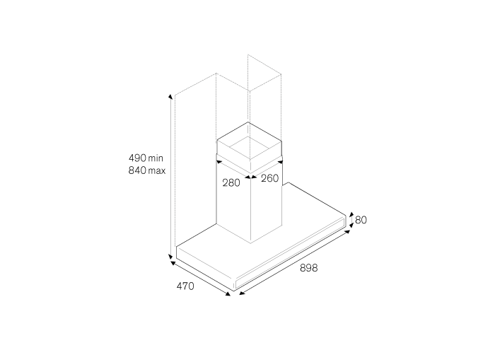 90 cm Wall Mount Hood, 1 motor