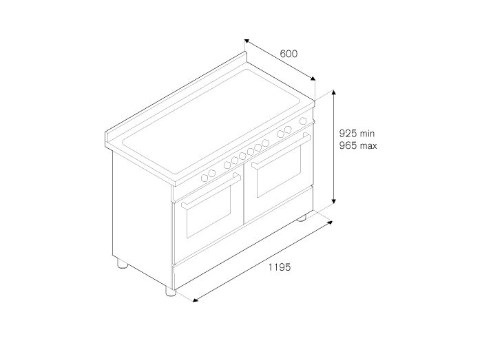 120 cm 6-Branders + Kookplaat, Elektrische Dubbele Oven