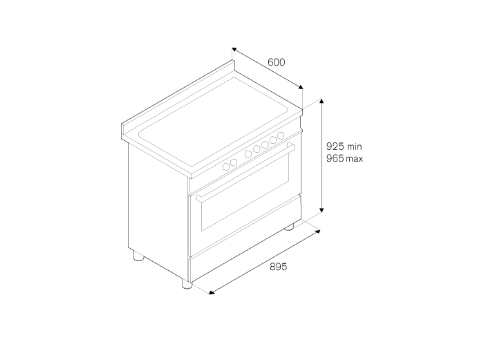 90 cm Inductie top, Elektrische Oven