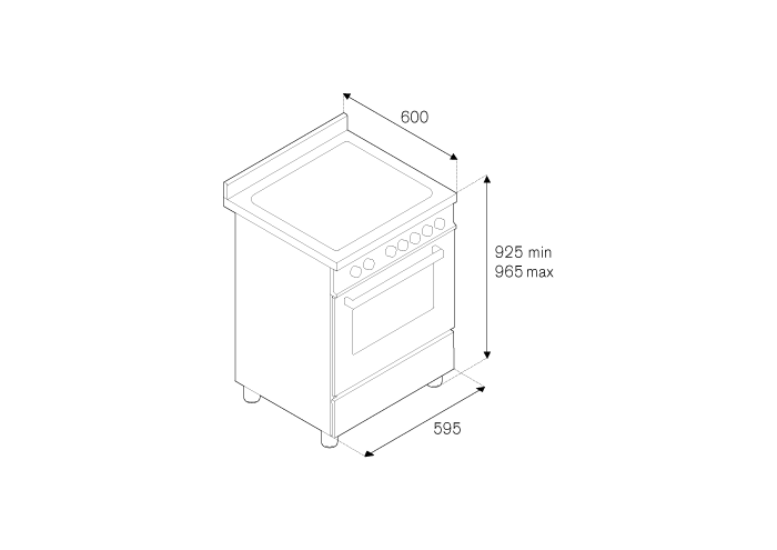 60 cm 6-Branders Elektrische Oven