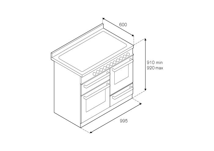 100 cm 6-Branders, Elektrische Triple Oven