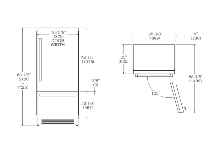 90cm Top Line koelkast  roestvrijstalen deur | Bertazzoni