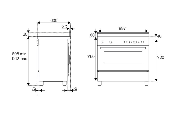 90 cm 5 inductie zones Elektrische Oven Prime Line | Bertazzoni