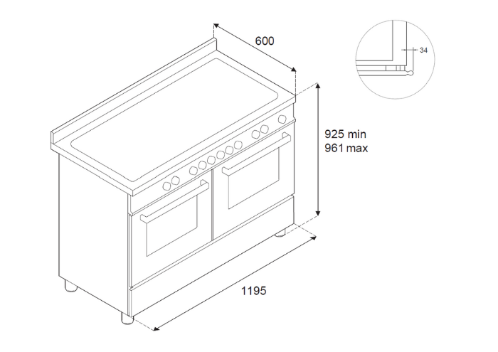 120 cm 5 inductie elektrische dubbele oven top line | Bertazzoni