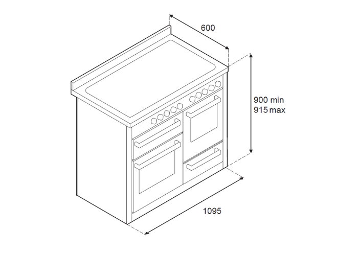 110 cm 5 inductie zones met dubbele multizone, triple oven | Bertazzoni