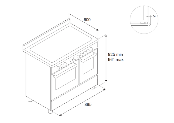 90 cm inductie top, elektrische dubbele oven | Bertazzoni