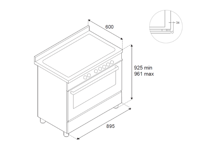 90 cm inductie top, elektrische oven | Bertazzoni
