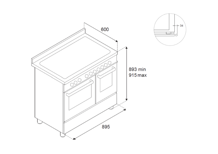 90 cm inductie top, elektrische dubbele oven | Bertazzoni