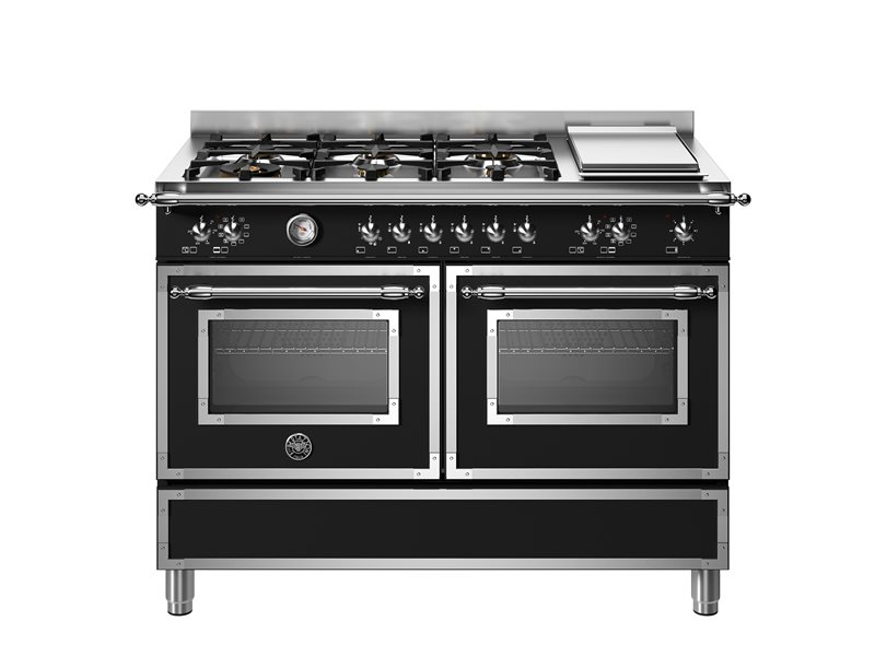 120 cm 6-Branders + Kookplaat, Elektrische Dubbele Oven | Bertazzoni - Nero Mat
